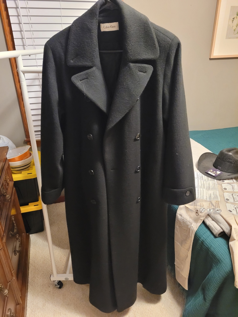 Calvin Klein Men's Black Double-Breasted Pea Coat